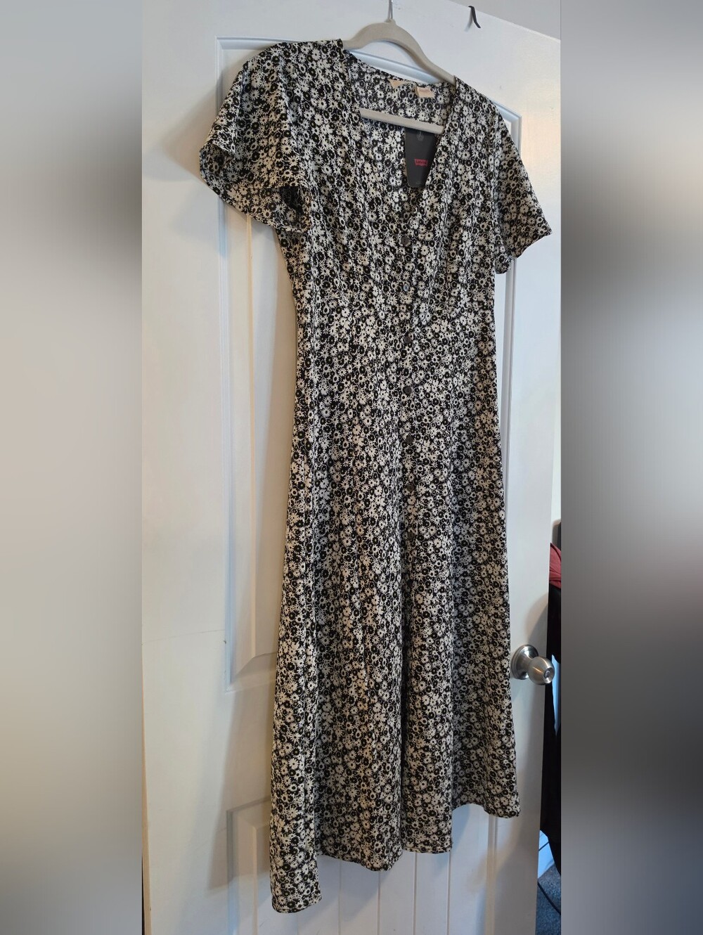 Levi's Black and White Floral Midi Dress